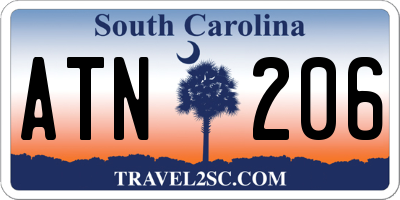 SC license plate ATN206