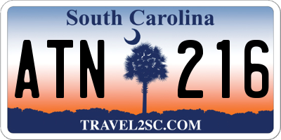 SC license plate ATN216
