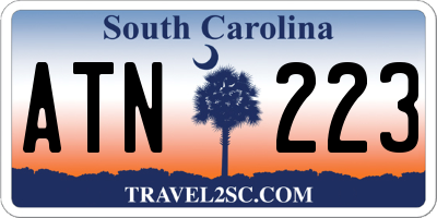 SC license plate ATN223
