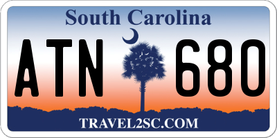 SC license plate ATN680