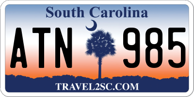 SC license plate ATN985
