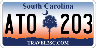 SC license plate ATO203