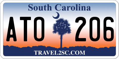 SC license plate ATO206