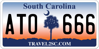 SC license plate ATO666