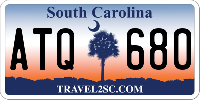 SC license plate ATQ680