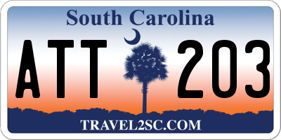 SC license plate ATT203
