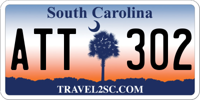 SC license plate ATT302