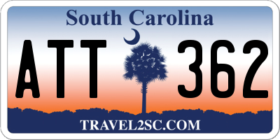 SC license plate ATT362