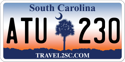 SC license plate ATU230