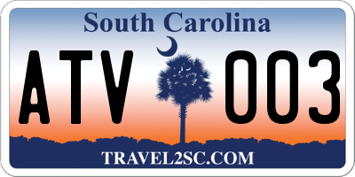 SC license plate ATV003