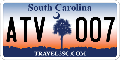 SC license plate ATV007