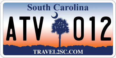 SC license plate ATV012