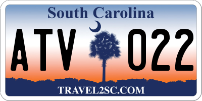 SC license plate ATV022