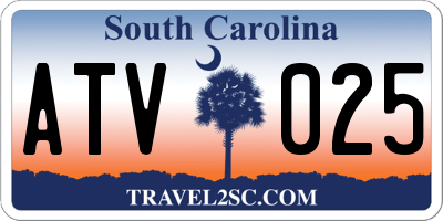 SC license plate ATV025