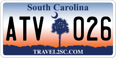 SC license plate ATV026