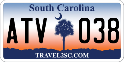 SC license plate ATV038