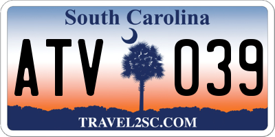 SC license plate ATV039