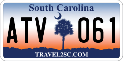 SC license plate ATV061