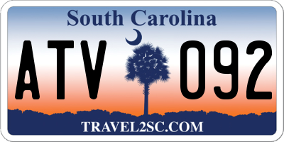 SC license plate ATV092