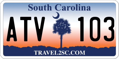 SC license plate ATV103