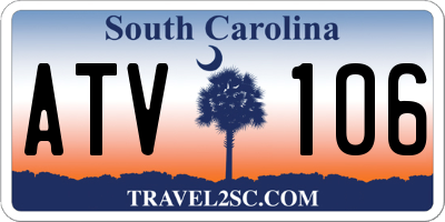 SC license plate ATV106