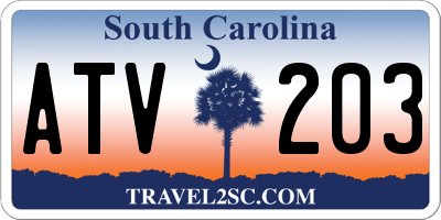 SC license plate ATV203