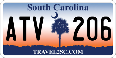 SC license plate ATV206