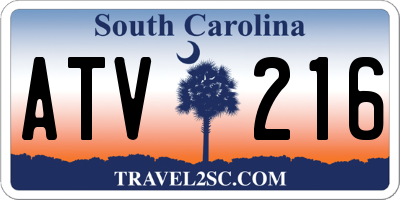 SC license plate ATV216