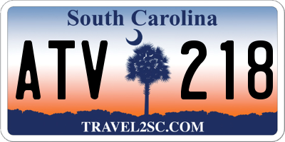 SC license plate ATV218
