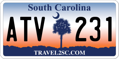 SC license plate ATV231