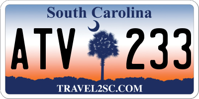 SC license plate ATV233