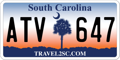 SC license plate ATV647