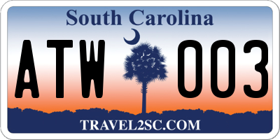 SC license plate ATW003