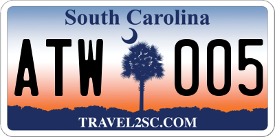 SC license plate ATW005