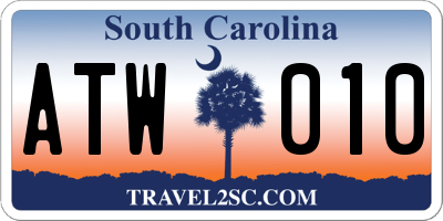 SC license plate ATW010