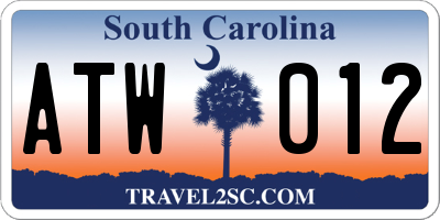 SC license plate ATW012