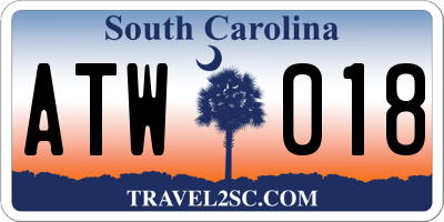 SC license plate ATW018