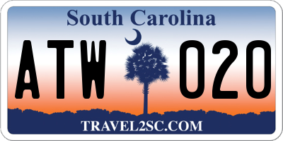 SC license plate ATW020