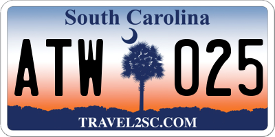 SC license plate ATW025