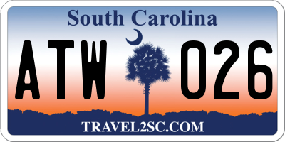 SC license plate ATW026