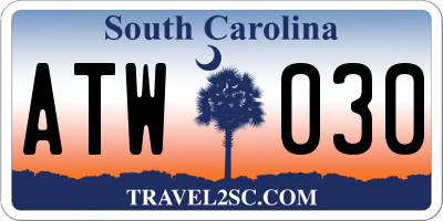 SC license plate ATW030