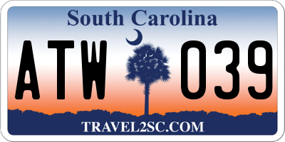 SC license plate ATW039