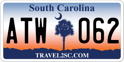 SC license plate ATW062