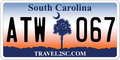 SC license plate ATW067