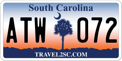 SC license plate ATW072