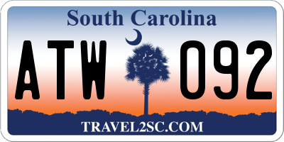 SC license plate ATW092