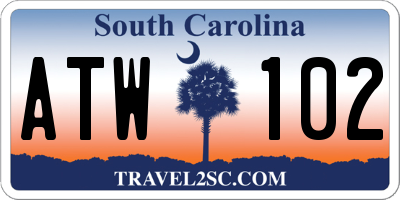 SC license plate ATW102