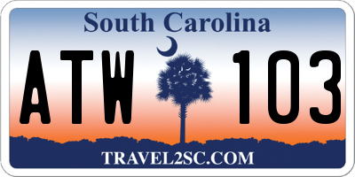 SC license plate ATW103