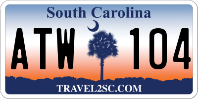 SC license plate ATW104