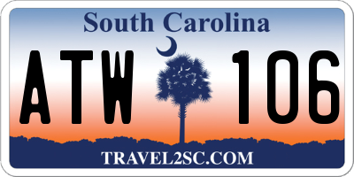 SC license plate ATW106